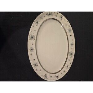 Fine Arts Fine China Romance of the Stars 16" Oval Platter USA Platinum Vintage